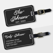 Personalized Family Name in Elegant Script Black