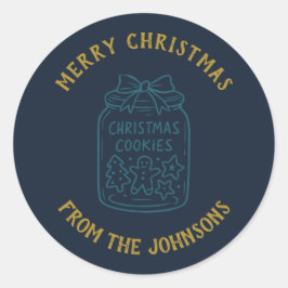 Personalized Family Name Merry Christmas Cookies Ronde Sticker