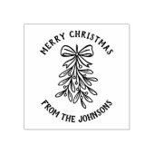 Personalized Family Name Merry Christmas Mistletoe Rubberstempel (Afrduk)