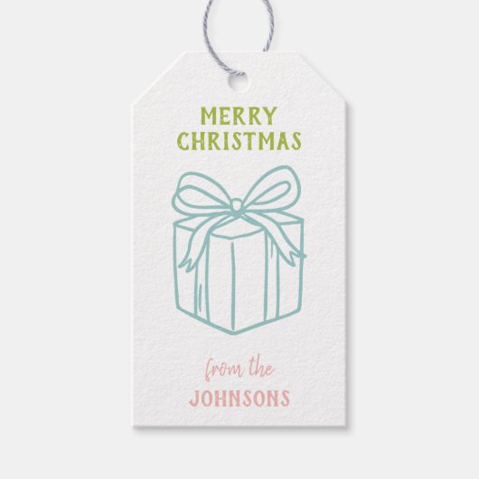 Personalized Family Name Merry Christmas Present Cadeaulabel (Voorkant)