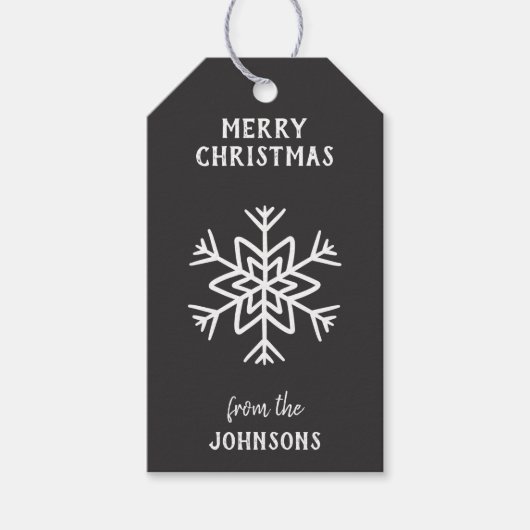 Personalized Family Name Merry Christmas Snowflake Cadeaulabel (Voorkant)