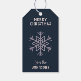 Personalized Family Name Merry Christmas Snowflake Cadeaulabel
