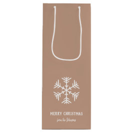 Personalized Family Name Merry Christmas Snowflake Wijn Cadeautas