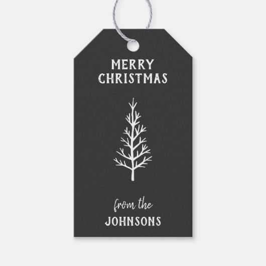 Personalized Family Name Merry Christmas Tree Cadeaulabel (Voorkant)