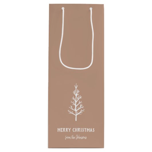 Personalized Family Name Merry Christmas Tree Wijn Cadeautas (Voorkant)