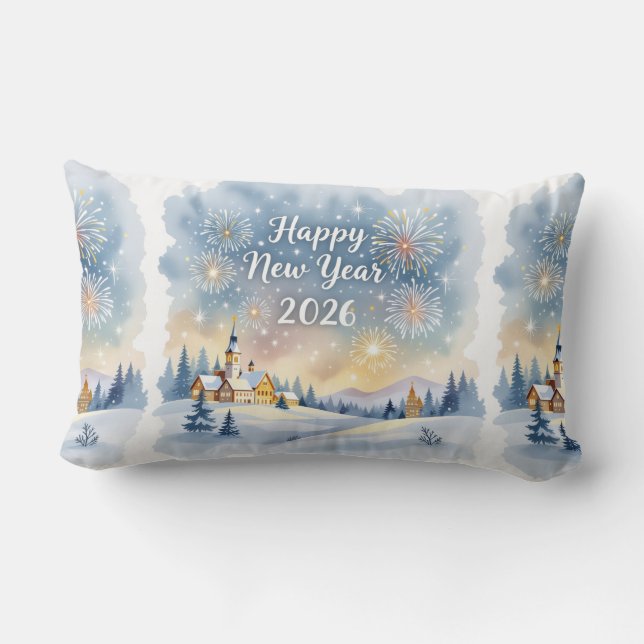 Personalized Family Name New Year Throw Pillow Kussen (Achterkant)