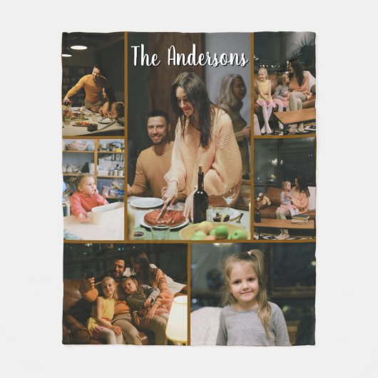 Personalized Family Photo Collage Fleece Blanket (Voorkant)