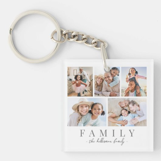 Personalized Family Photo Collage Sleutelhanger (Voorkant)