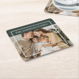 Personalized Family Photo | Custom Family Name  Vierkante Kartonnen Onderzetter