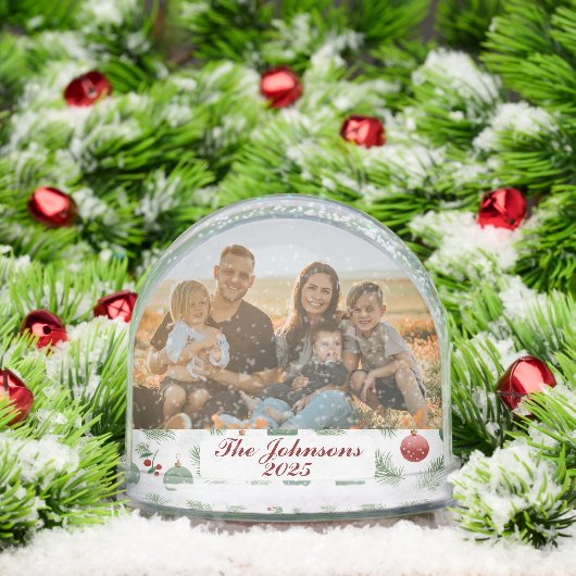 Personalized Family Photo Snow Globe Custom Name (Noël)
