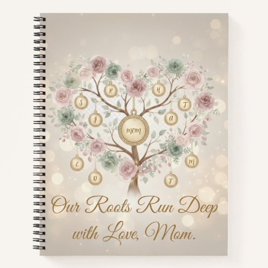 Personalized Family Tree Floral Notebook Notitieboek (Voorkant)