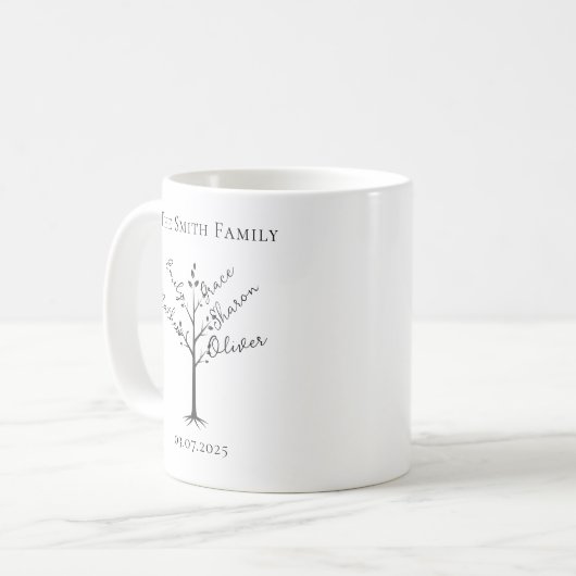 Personalized Family Tree Mug | Custom Name Tree  (Devant gauche)