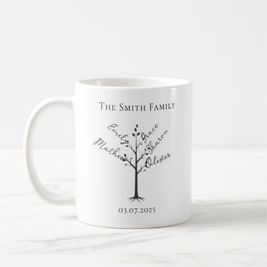 Personalized Family Tree Mug | Custom Name Tree  (Gauche)