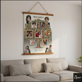 Personalized Family Tree Photo Wall Scroll Hangend Wandkleed