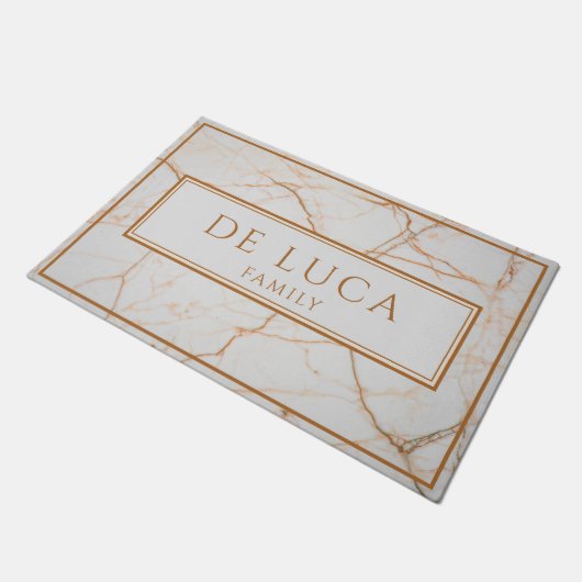 Personalized Faux White Marble Deurmat (Schuin)