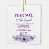 Personalized Fear Not Isaiah 41:10 Purple Floral Keramisch Ornament (Links)