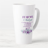 Personalized Fear Not Isaiah 41:10 Purple Floral Latte Mok (Rechterhoek)