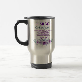 Personalized Fear Not Isaiah 41:10 Purple Floral Reisbeker