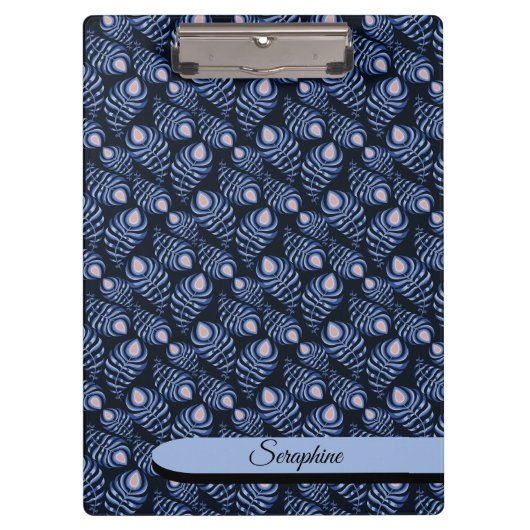 Personalized Feather Clipboard | Blue Pattern Klembord (Voorkant)