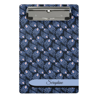 Personalized Feather Clipboard | Blue Pattern Mini Klembord