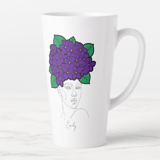 Personalized February Birth Flower Crown Art Latte Mok (Rechts)