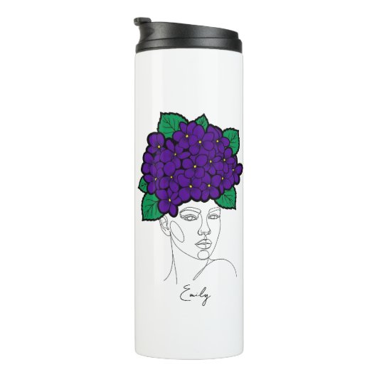 Personalized February Birth Flower Crown Art Thermosbeker (Geroteerd rechts)