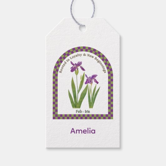 Personalized February Birth Month Flower  Cadeaulabel (Voorkant)