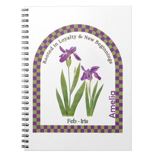 Personalized February Birth Month Flower Notebook Notitieboek (Voorkant)