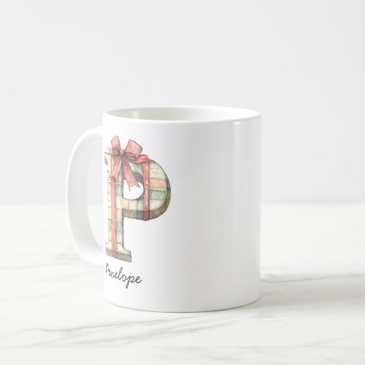 Personalized Festive Christmas Monogram P Mug (Devant gauche)