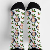 Personalized Festive Holly Berry Holiday Socks Sokken (Top)