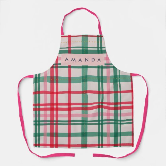 Personalized Festive Red & Green Plaid Pattern Schort (Voorkant)