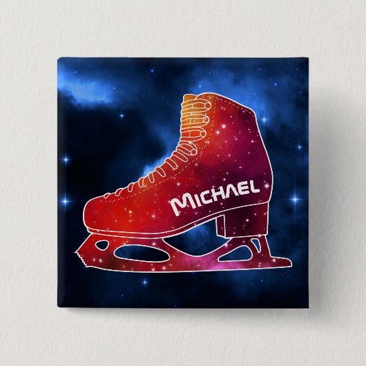 Personalized Figure Skating Space Boot Vierkante Button 5,1 Cm (Voorkant)