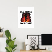Personalized Firefighter Poster – Custom Name (Bureau à domicile)