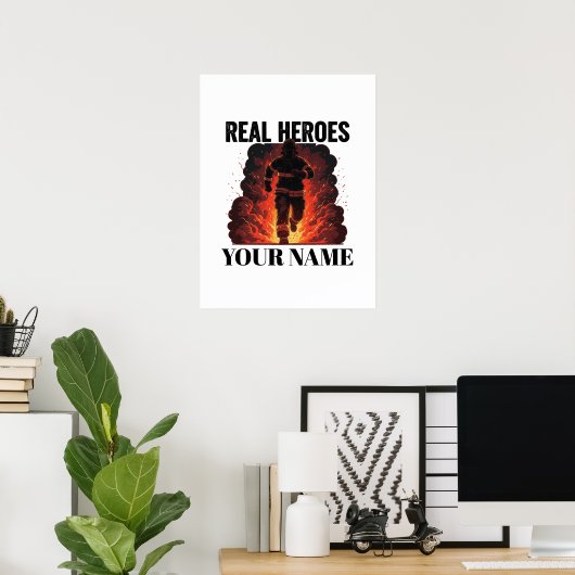 Personalized Firefighter Poster – Custom Name (Thuiskantoor)