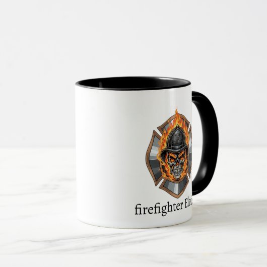 Personalized Firefighter Skull Fireman Mok (Voorkant rechts)