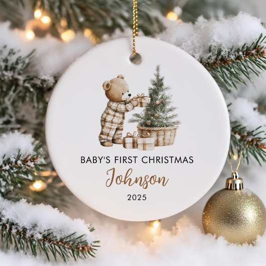 Personalized First Christmas for Baby Bear Keramisch Ornament