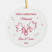 Personalized First Christmas Married Dove Keramisch Ornament (Voorkant)