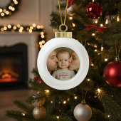 Personalized First Christmas Photo Keramische Bal Ornament