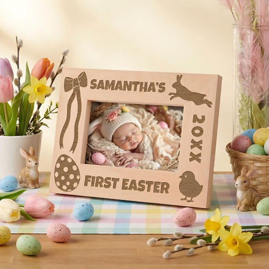 Personalized First Easter-Bunny, Eggs, Chick, Bow Gegraveerde Lijstjes