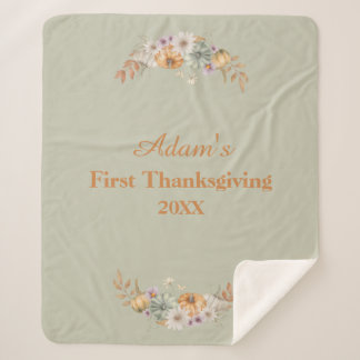 Personalized First Thanksgiving Sherpa Deken