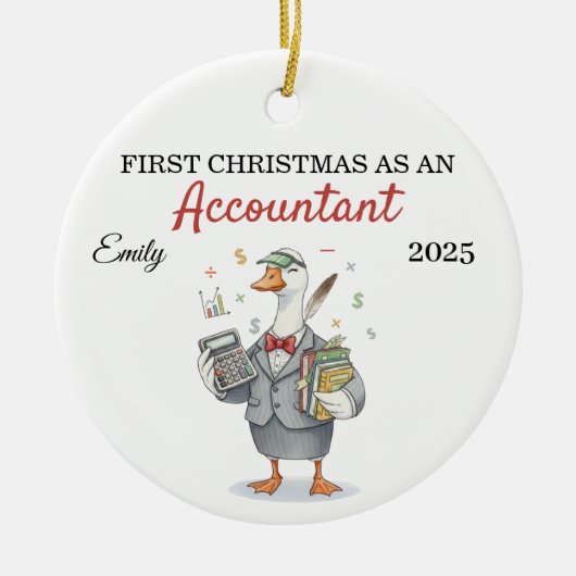 Personalized First Year Accountant silly goose Keramisch Ornament (Voorkant)