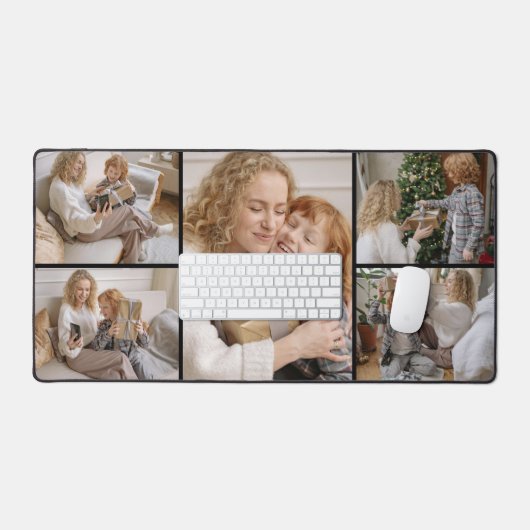 Personalized Five Photo Collage Desk Mat (Clavier et souris)