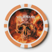 Personalized Flaming skull in space Poker Chips (Voorkant)