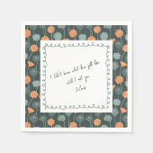 Personalized Floral Border Love Note Napkin Servet (Voorkant)
