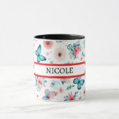 “Personalized Floral Butterfly Coffee Mug for Gift Mok (Midden)