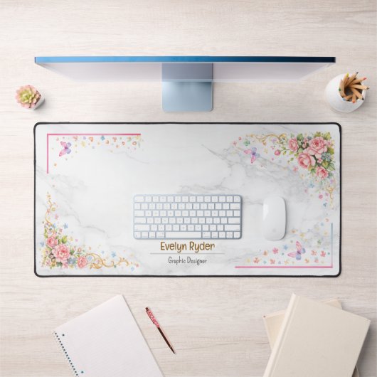 Personalized Floral Desk Mat - Elegant Workspace (Kantoor 1)