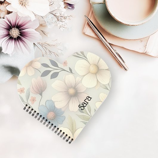 Personalized Floral Heart-Shaped Notebook Notitieboek