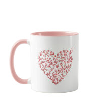 Personalized Floral Heart Valentine's Coffee Mug