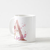 Personalized Floral Initial Mug - Letter A (Devant gauche)