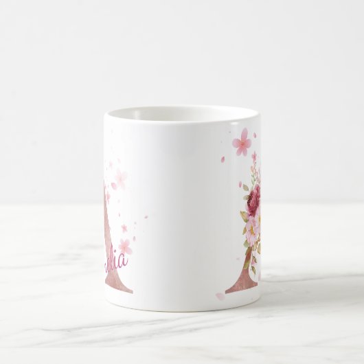 Personalized Floral Initial Mug - Letter A (Centre)